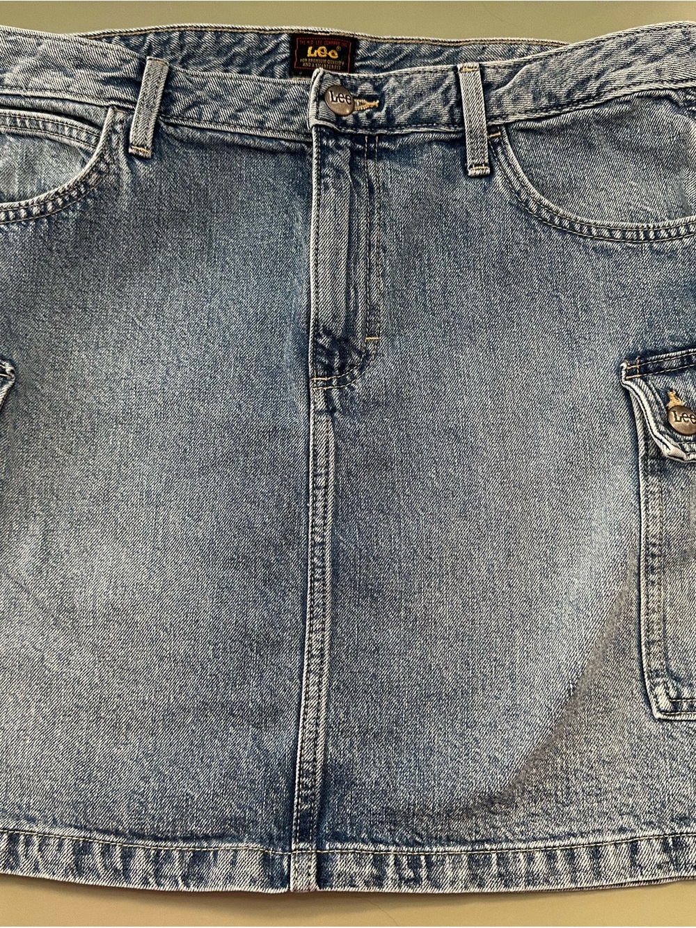 Lee Heritage Denim Cargo Mini Skirt - Size 12 - Medium Wash